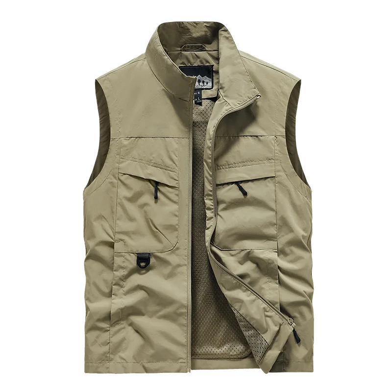 New Summer Men Outdoor Multi Pockets Quick Drying Vests Trendy Casual Sleeveless Jackets Male Outdoor Fishing Vests Waistcoats