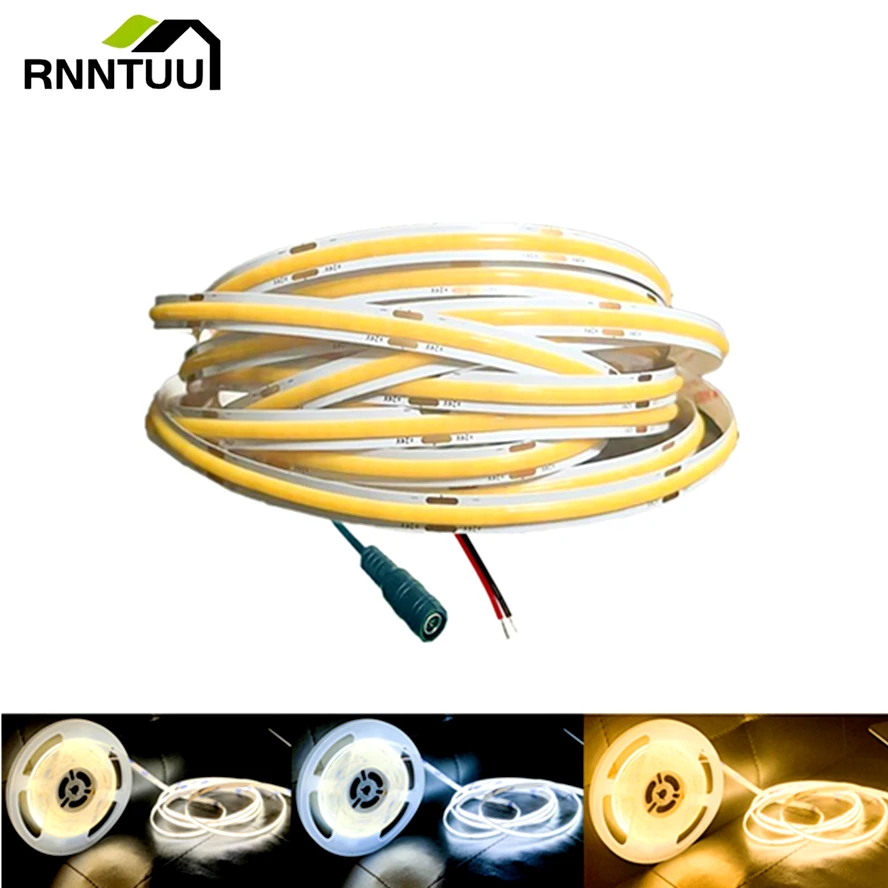 10m 8mm COB LED Strip DC 12V 24V Warm FOB LED Light for Room Bedroom Decor 3m 5m High Density Soft Flexible Neon Tape Light Lamp