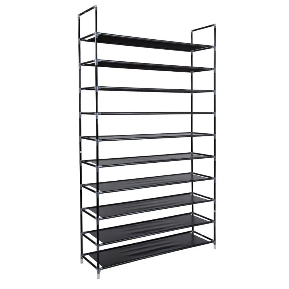 10-Tier Non-woven Fabric & Steel Shoe Rack 100cm Large Capacity Closet Floor Entryway Organizer, Customized