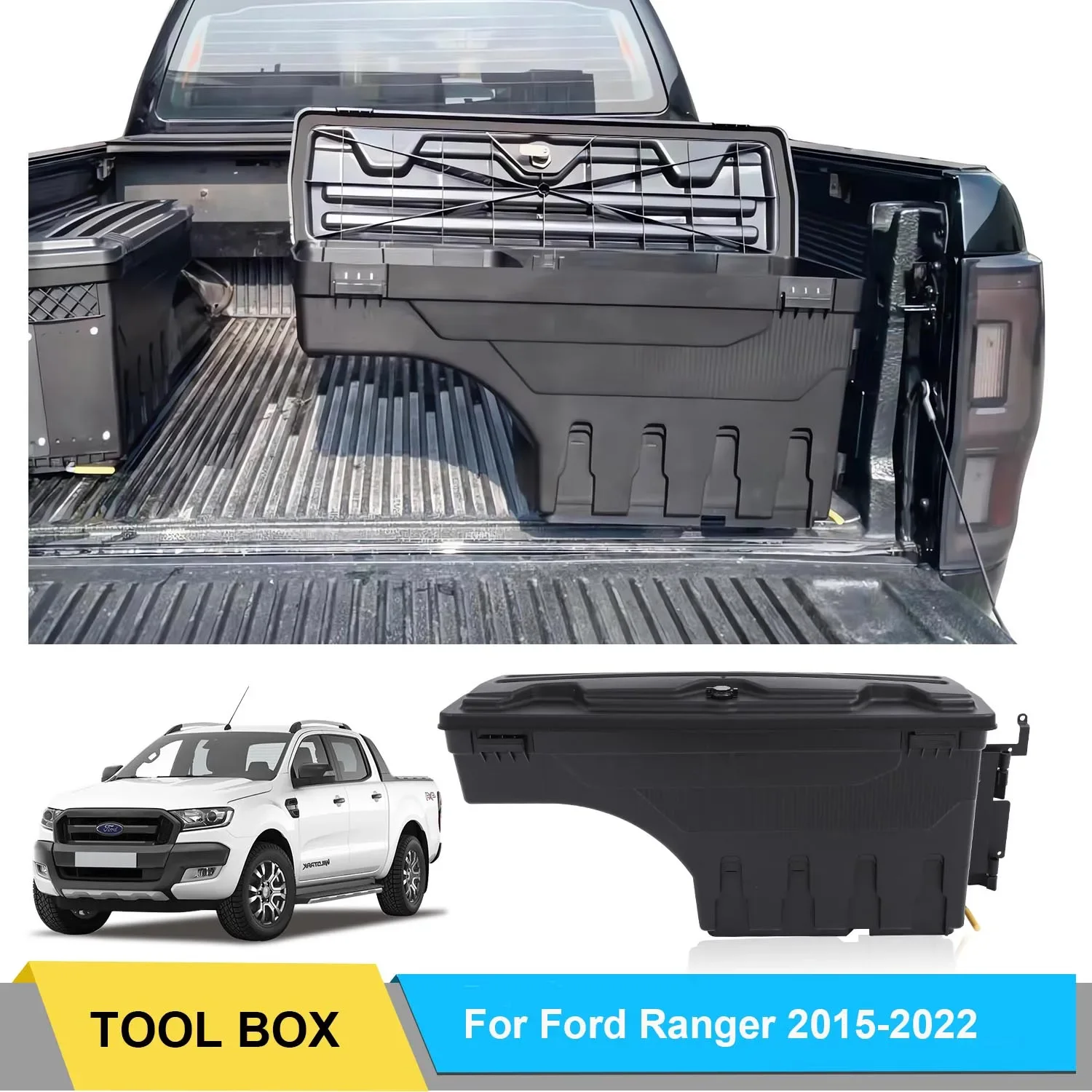 Toolbox Storage Tailgate Swing Case Storage Tool Box for Ford Ranger T7 2015-2018 WILTRAK Black 4x4 Car Accessories Styling 1PCS