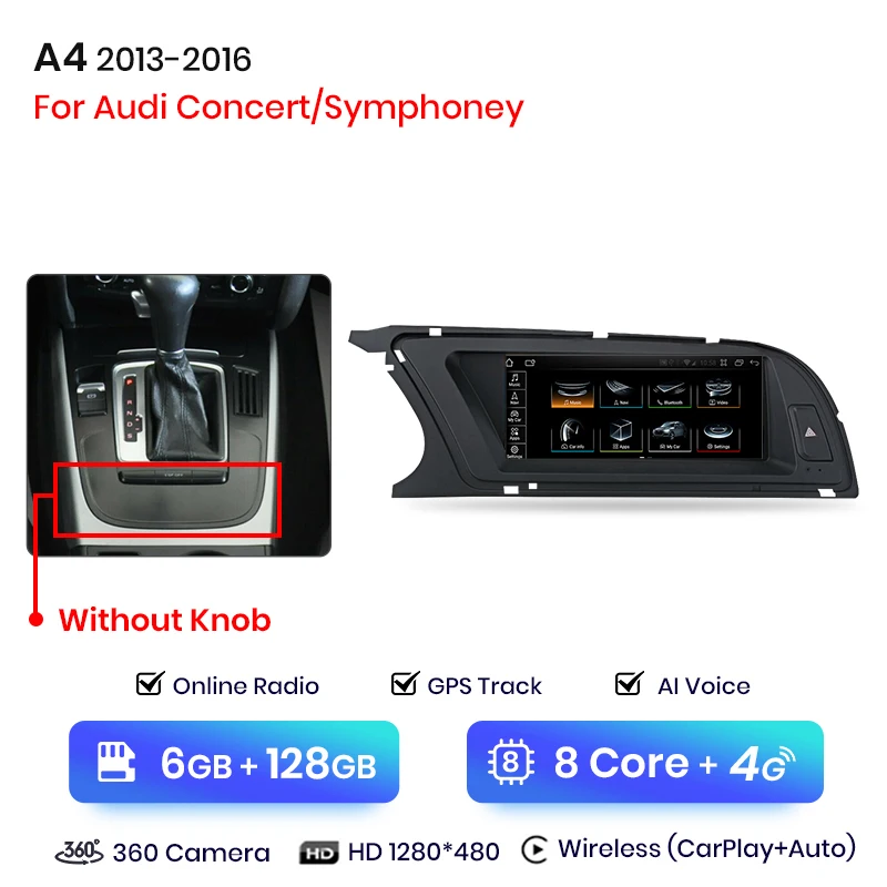 Junsun 8.8 Inch Carplay Voor Apple Car Radio Multimedia Voor Audi A4 A4l B8 2009-2016 4G Bluetooth Draadloze Android Auto Stereo - afbeelding 1