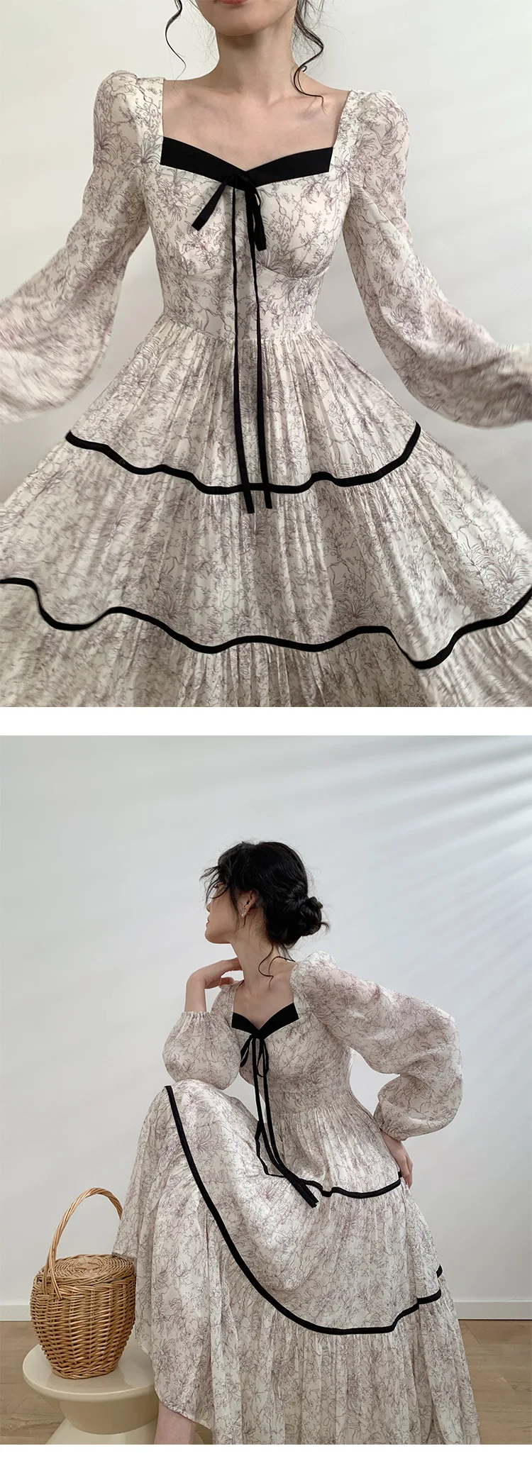 100% Pure Linen Women Sleeveless Maxi Dress Square Neck Delicate Embroidery Floral Print High Waist Holiday Long Outfit view 5