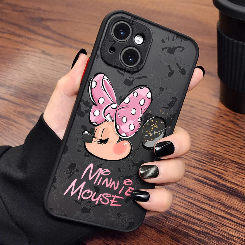 Cute Disney Mickey Minnie For iPhone 14 13 12 11 Pro Max XS Max X XR 7 8 Plus 6S 5S Frosted Translucent Phone Case