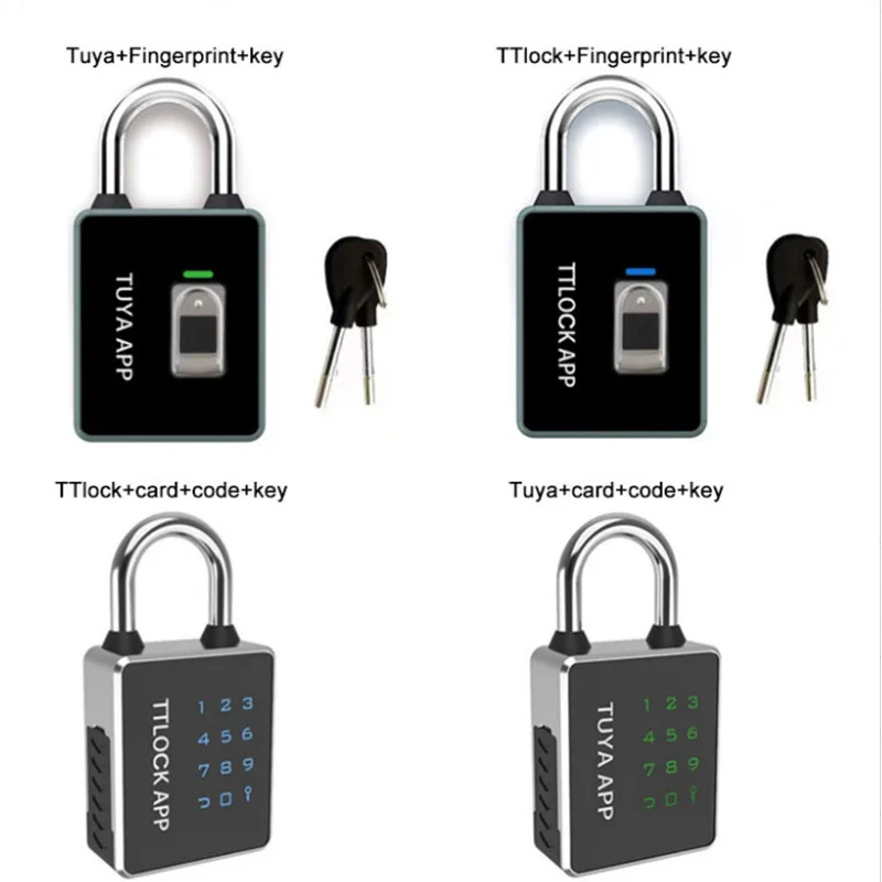 Smart Padlock TUYA/TTlock APP Bluetooth Fingerprint Unlocking Waterproof Password Key RFID Card USB Charging Door Lock