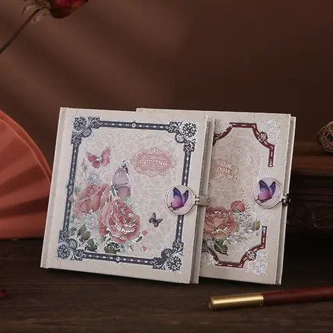 레트로 노트 컬러 페이지 꽃 테마 그림 유럽 스타일 하드 커버 스크랩북 개인 일기 학생 메모장