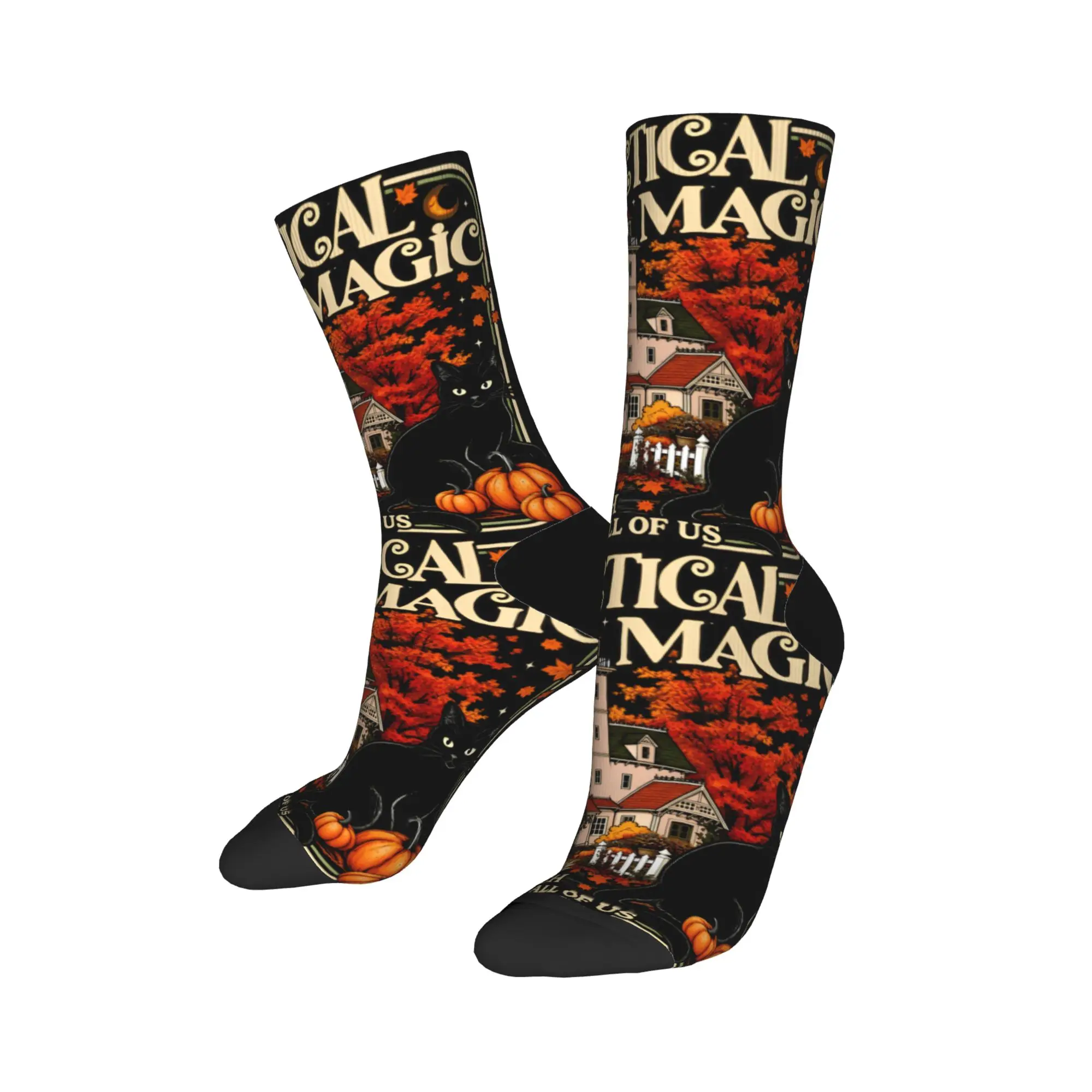Men Socks Practical Magics  Stockings Non Skid Breathable Socks Winter Retro Graphic Cycling Socks