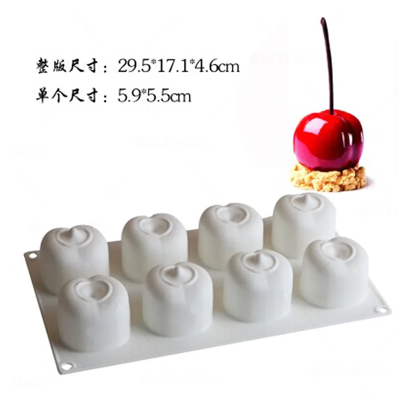 8 even cherry mousse mold DIY silicone chocolate tool