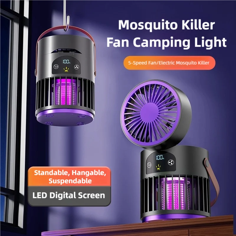 TINSOL6-in-1 Home Mosquito Killer Lamp Small Fan Night Light Electric Mosquito Zapper Outdoor Mosquito Attractor Trap view 3