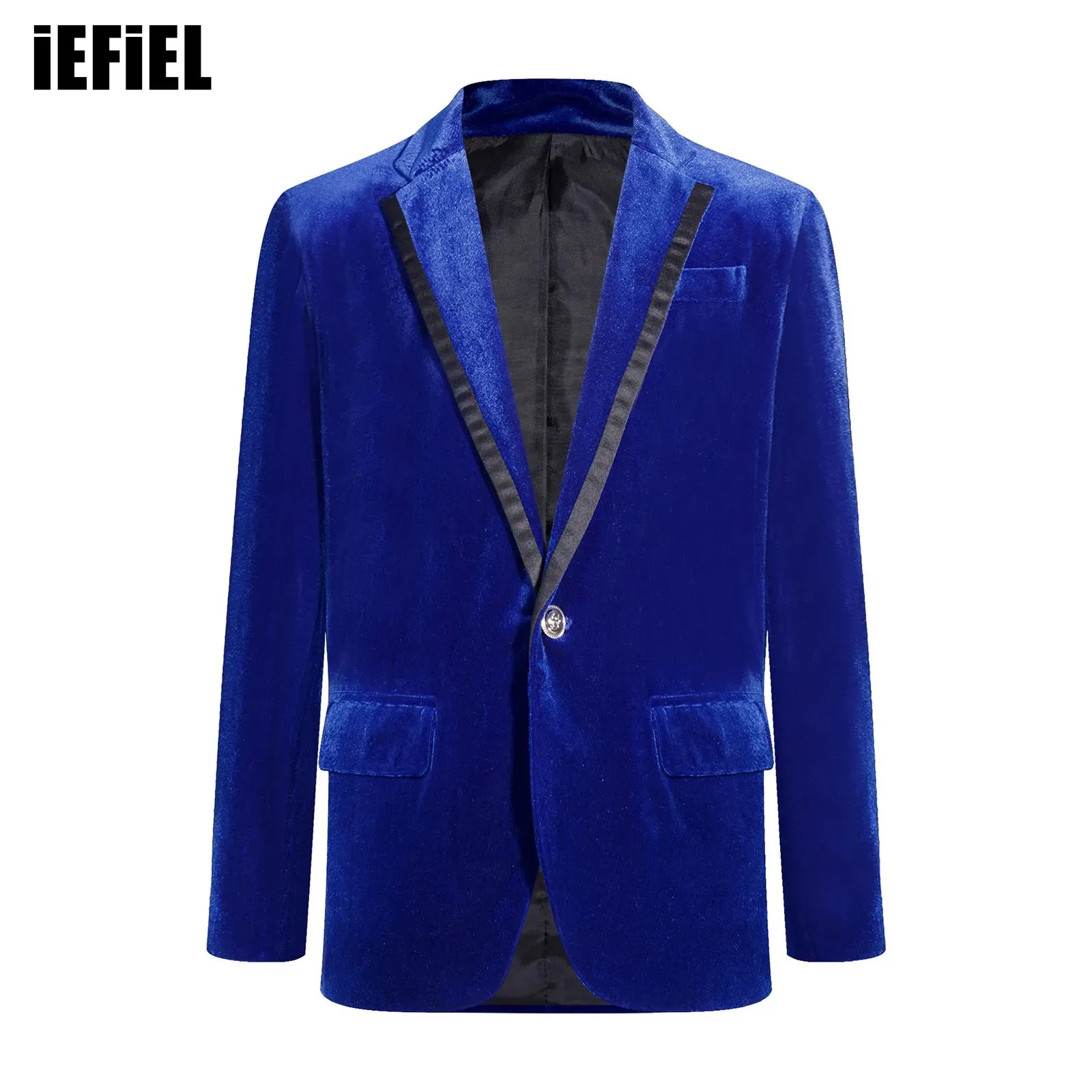 

Kids Boys Velvet Gentleman Blazer Coat Notch Lapel One Button Flap Button Tuxedo Jacket Fully Lining Outwear for Formal Party