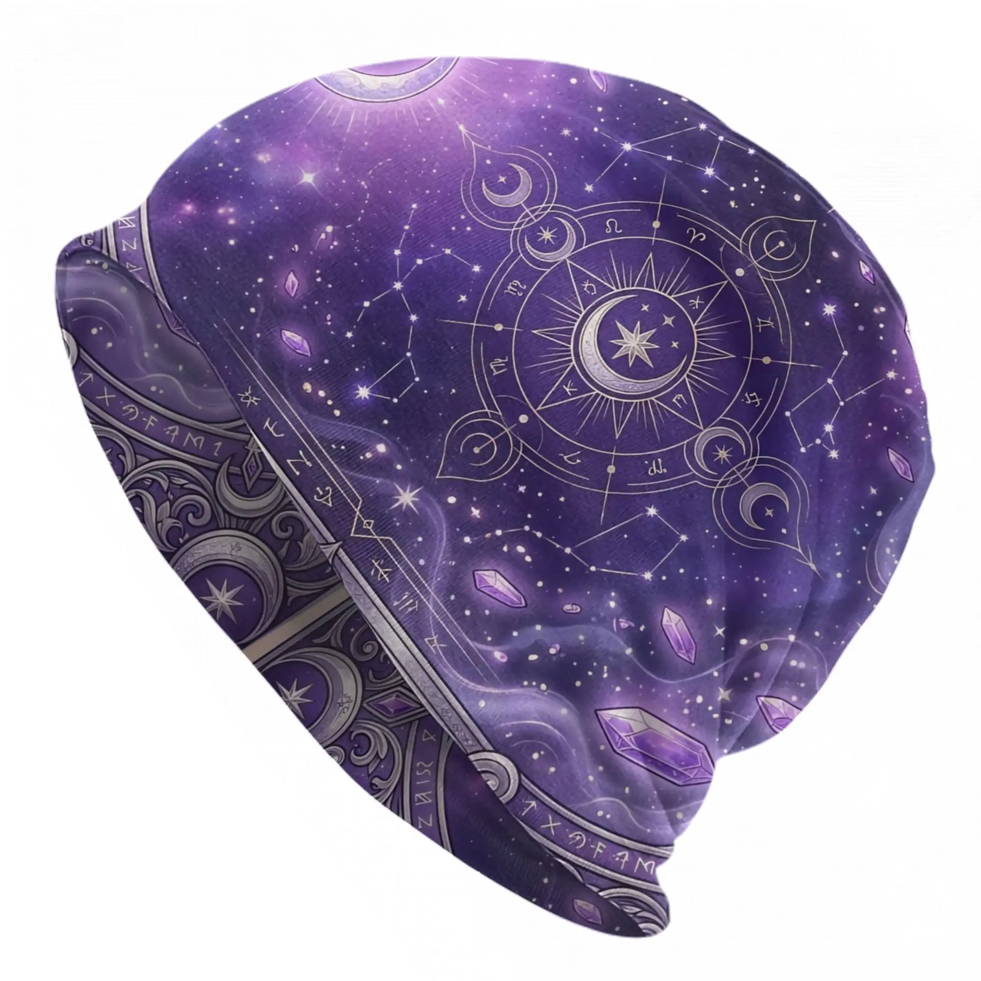 Sun and Moon Bonnet Hat Autumn Winter Outdoor Skullies Beanies Hat Mysterious Astrology for Men Women Warm Thermal Elastic Cap
