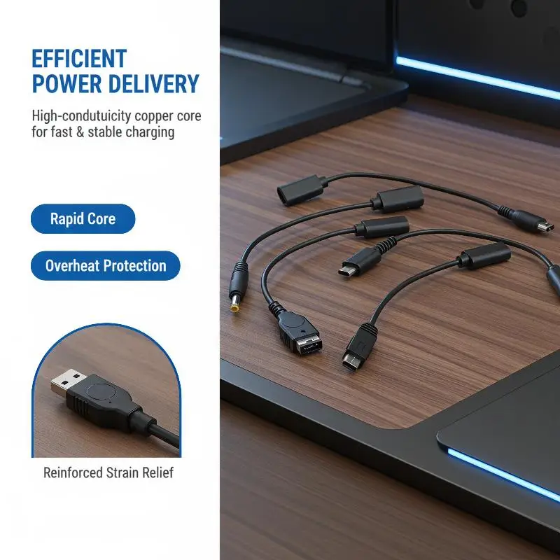 1Pcs Power Line Conversion Cord USB C Charging Cable Cord Wire Type-C For  i GBA SP 2DS New 3DS LL XL PSP1000 2000 3000