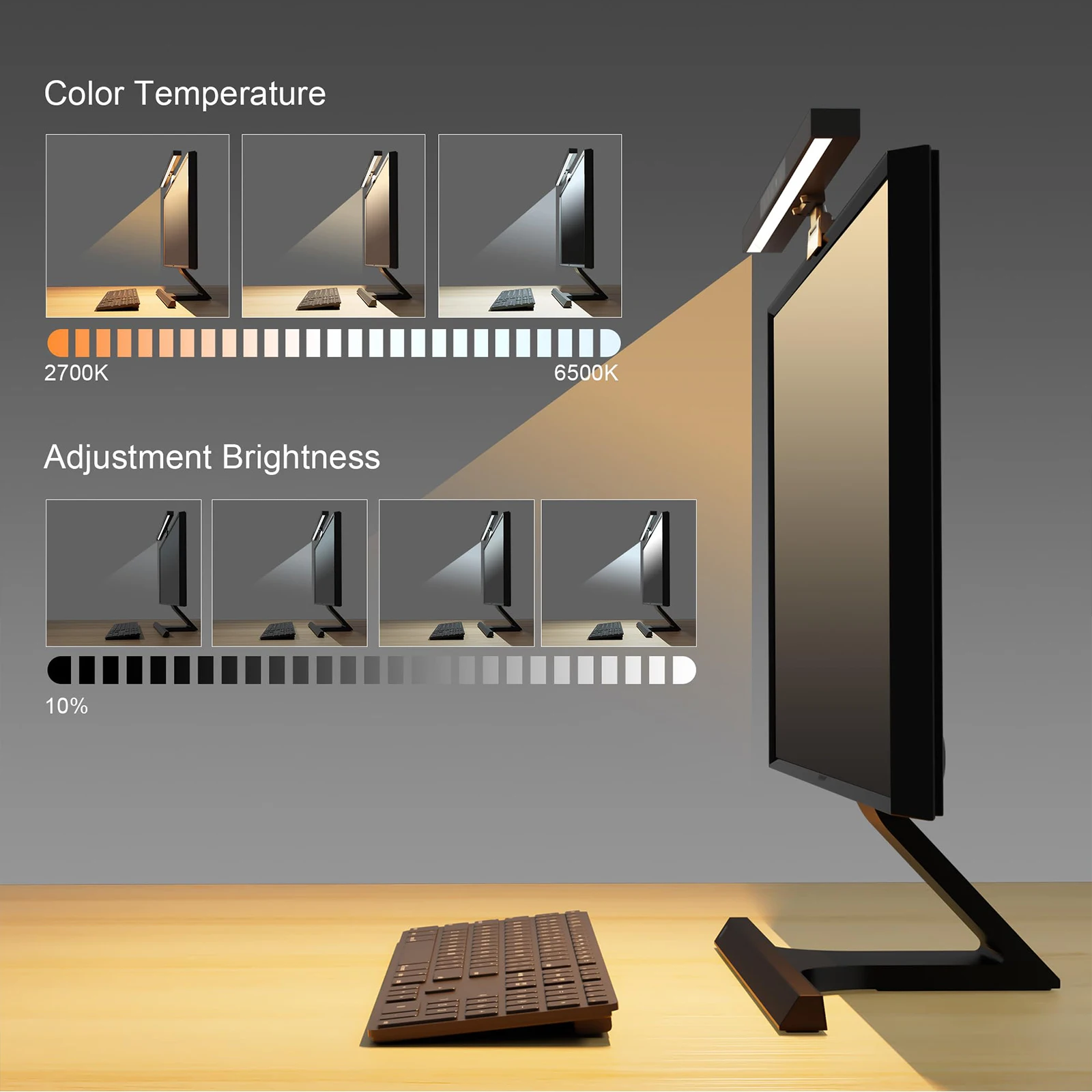 LED Light Bar Monitor RGB Computer Lamp Stepless Dimming USB Monitor Light Bar Reading Lamp Table Computer Backlight Screen Lamp