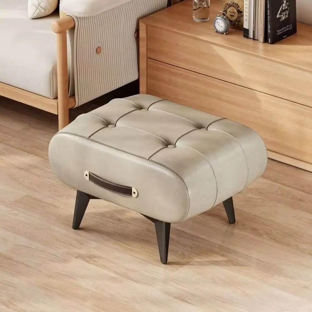 Portable Luxury Leather Stools Multifunctional Leather Shoe Bench High-end Sofa Stool Sunbathing