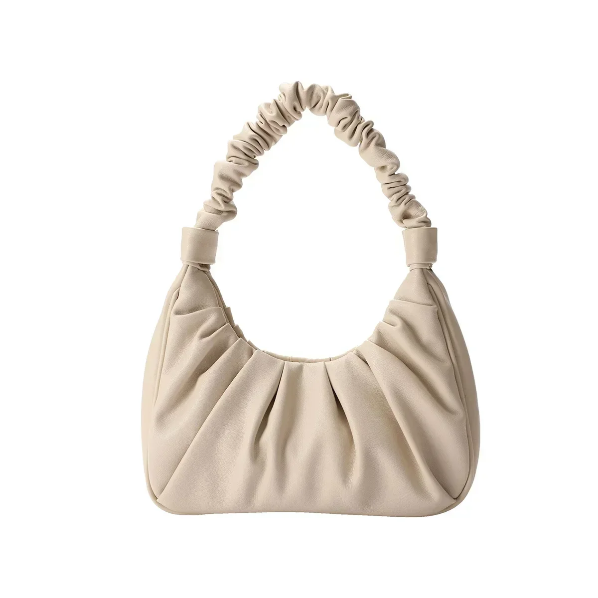 Soft leather womens underarm bag womens clouds fold bag French stick slung over one shoulder with a small texture Korean