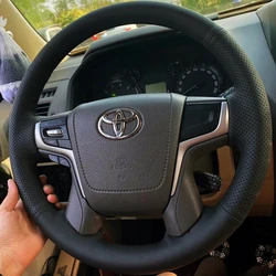 Custom Car Steering Wheel Braid Cover Genuine Leather 100% Fit For Toyota Land Cruiser 2016 2017-2019 Land Cruiser Prado 2018