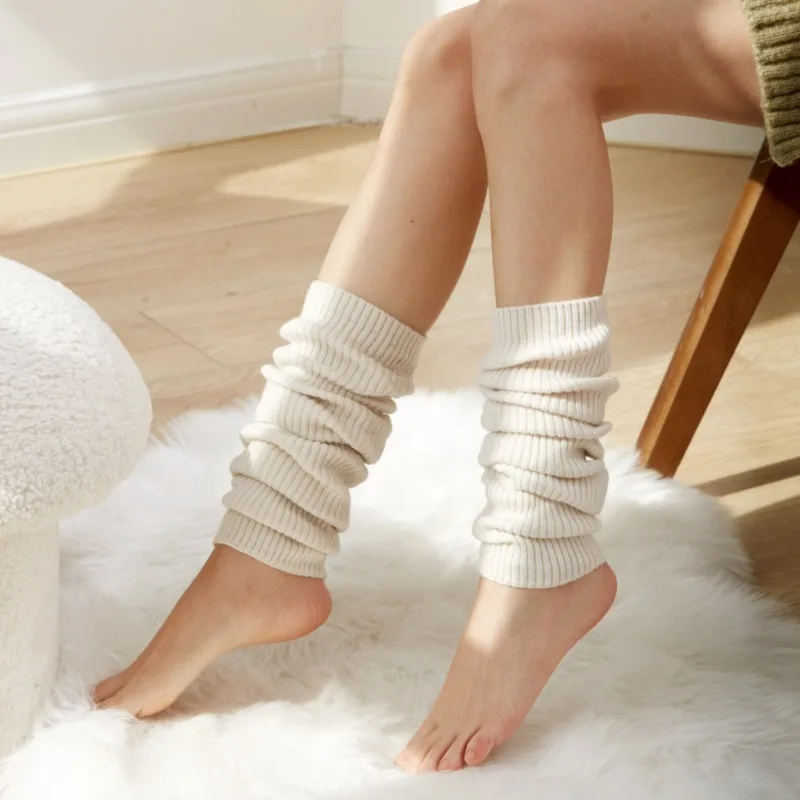 1 Pair Pure Wool Knitted Sock Covers Foot Warmers JK Uniform Bubble Socks Fashion Korean Lolita Loose Socks Women's