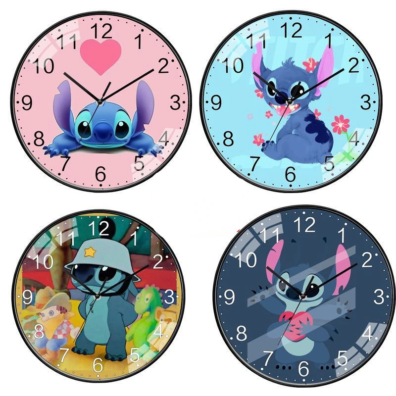 Disney Lilo & Stitch Anime Stitch Cartoon Living Room Wall Clock Creative Clock Nordic Ins Style Wall Electronic Quartz Clock