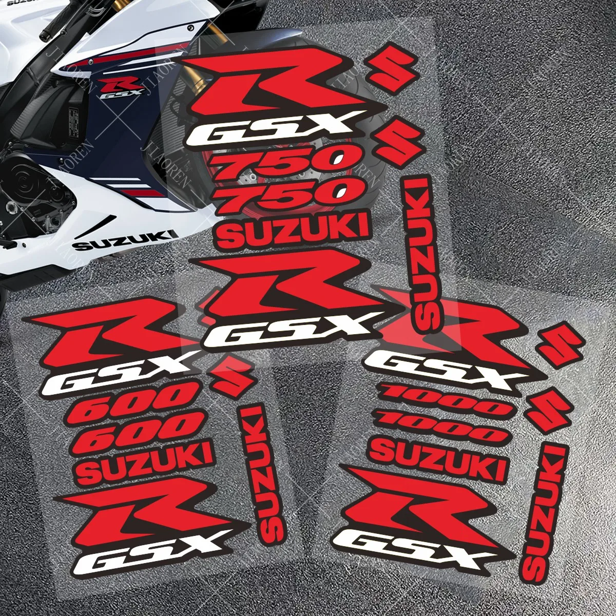 ملصق فينيل سوزوكي GSXR ملصق مائي 600 750 1000 مجموعة شعار GSX R مجموعة شعار الخزان