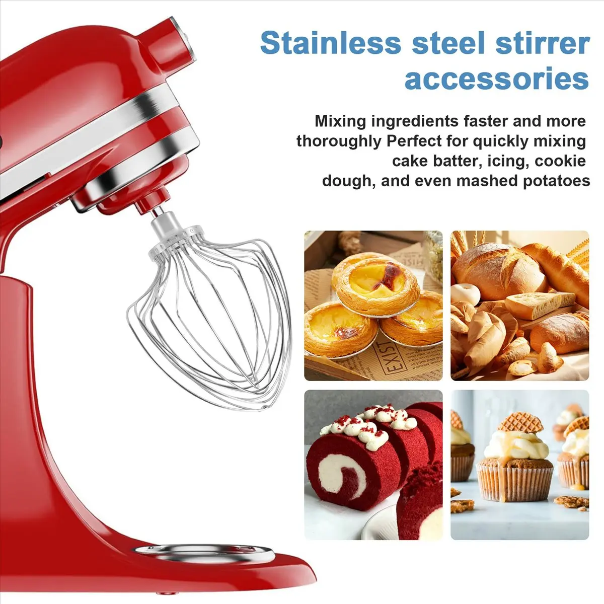 REST Accessories for 7-Quart Lifting Stand Mixer, Mixing Head, Whisk, Suitable for KSM7586P/7990/8990
