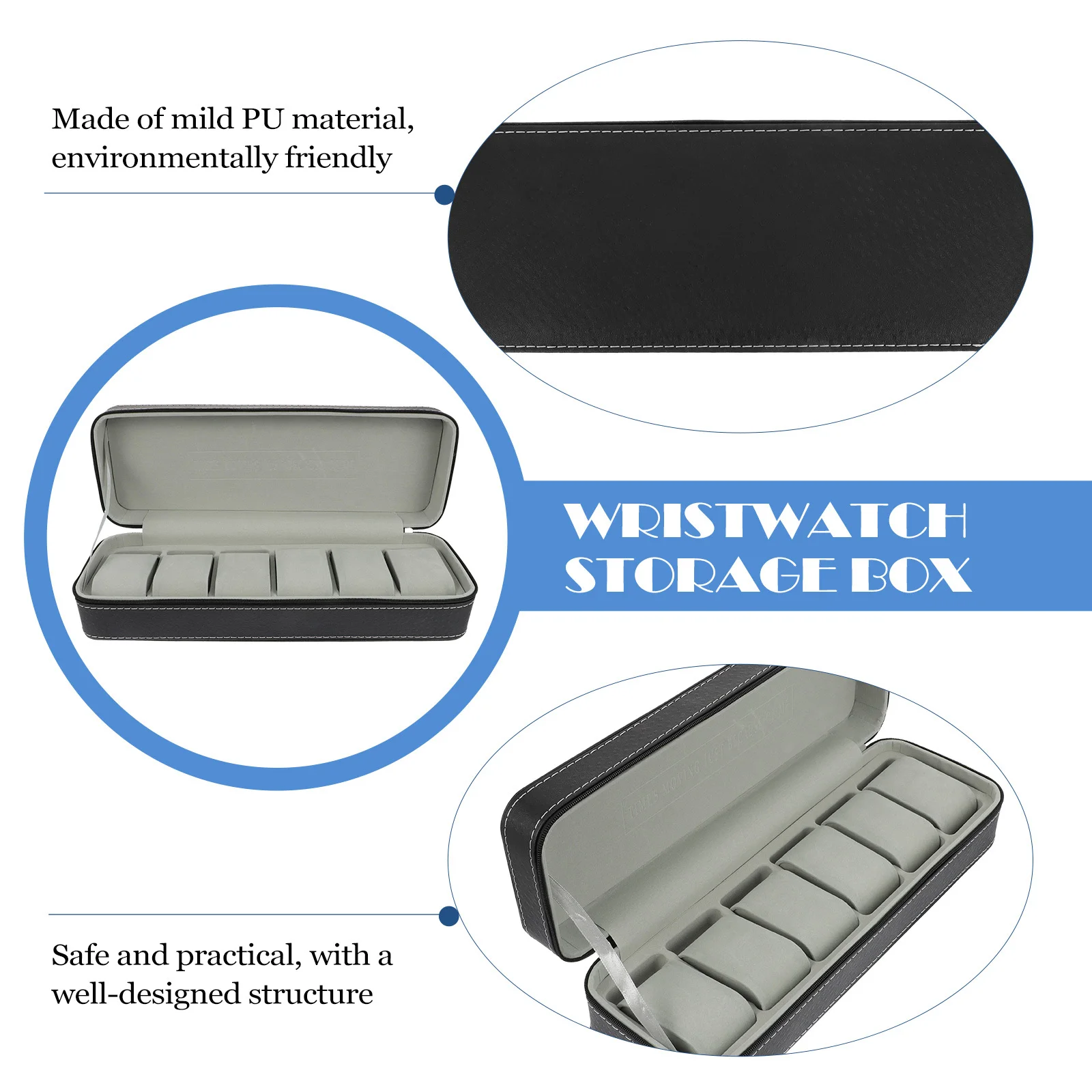 

1Pcs Watch Box PU Material Protective Organizer Cushion Storage Case for Watch Jewelry Bracelets Wristwatch Storage Box