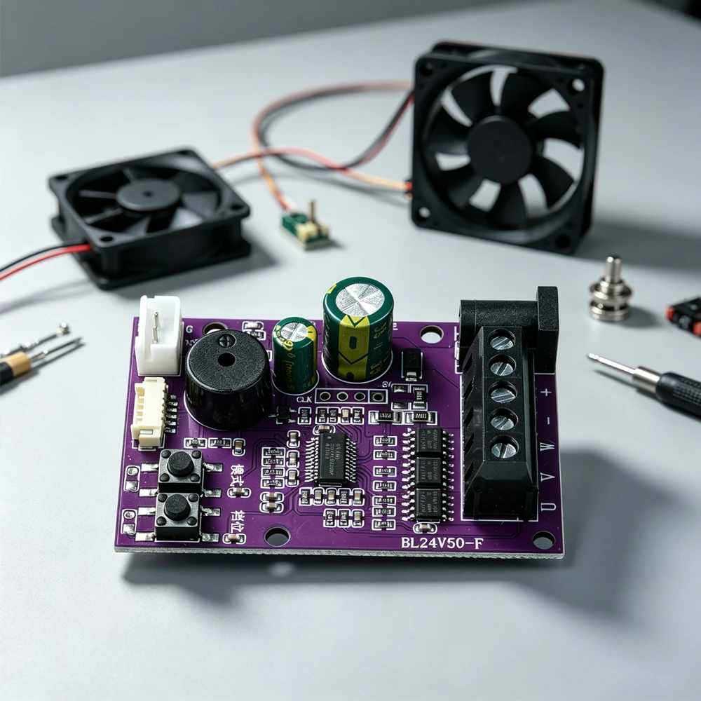 50W FOC Motor Driver Board for Brushless Fan DC 12-24V Silent Operation Smooth Start Stop High Efficiency Energy Saving