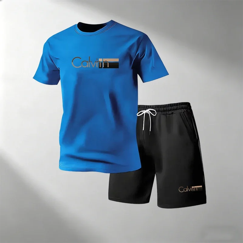 Conjunto Masculino de Verão 2026: Camiseta Gola O + Shorts Esportivo de Secagem Rápida para Fitness e Corrida – Moda Casual em Promoção