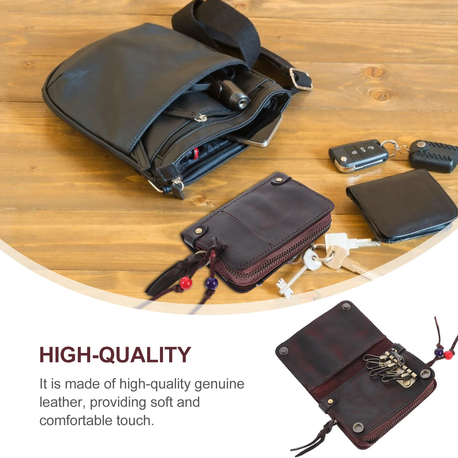 

1pc Pouch Car Key Case Zipper Key Bag For Driving License Scratch Resistant Keychain For Car Keys