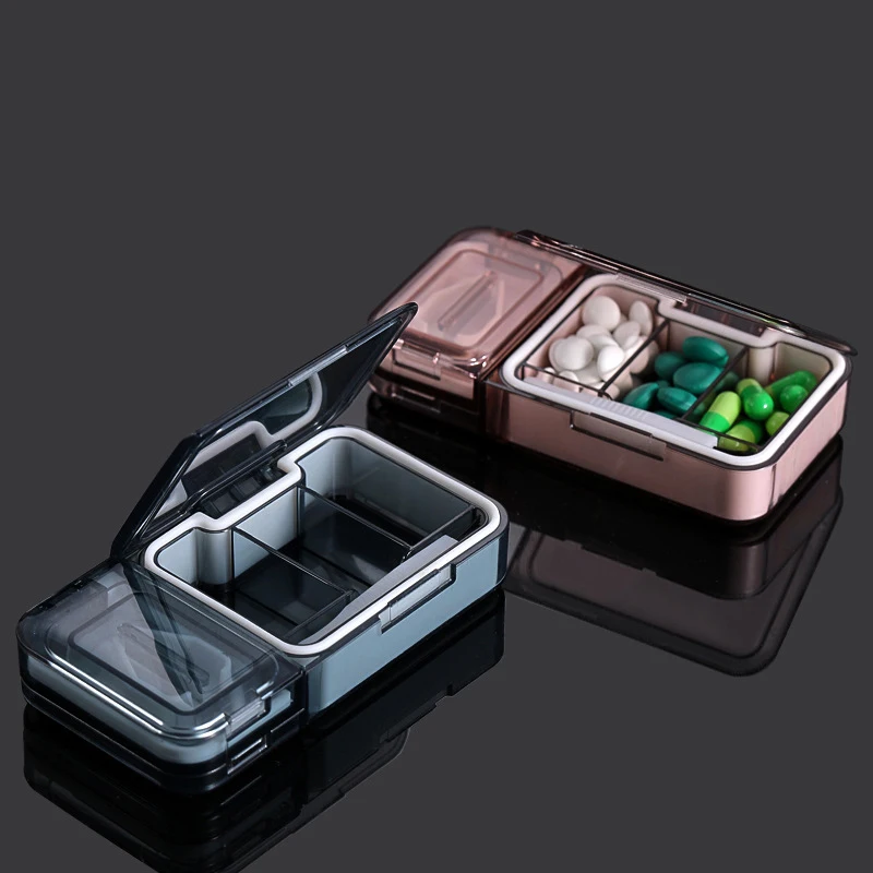 Portable Multi-Function Sealed Medicine Box Cutter 3-in-1 Home Use 3 Compartment Large Capacity Medicine Box Grinder