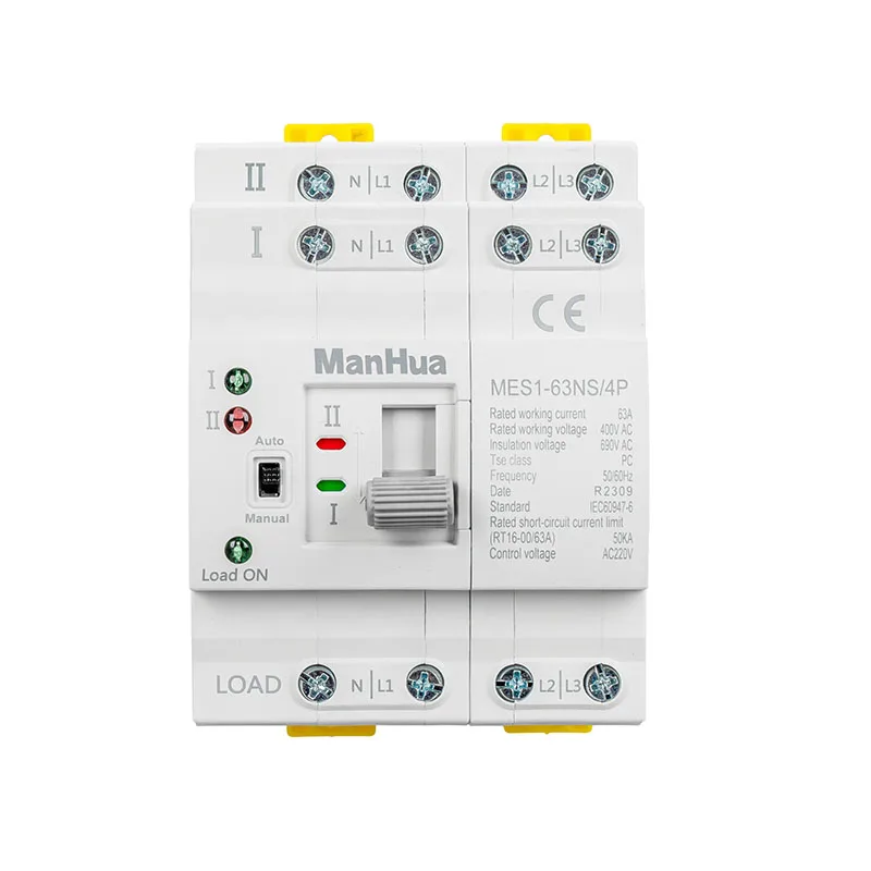 ManHua MES1-63NS/4P AC 400V 63A 4 Poles Mini Household ATS Dual Power Automatic Transfer Switch for Home Use Pc Class