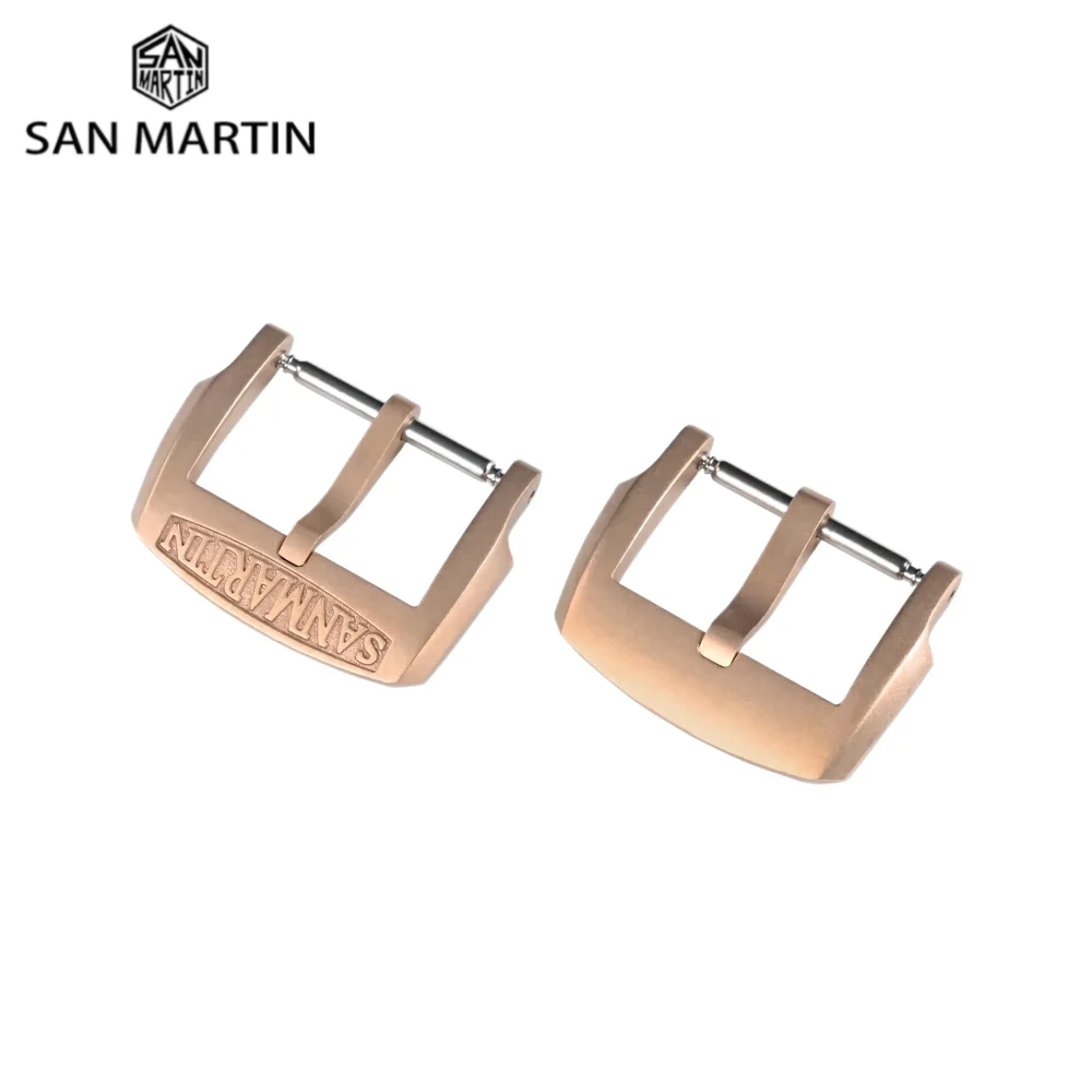 

San Martin Logo Bronze Pin Buckles 18mm Watch Clasp 20mm For Strap Sterile 22mm Boucle Fibbia Orologio Brushed Durable DIY