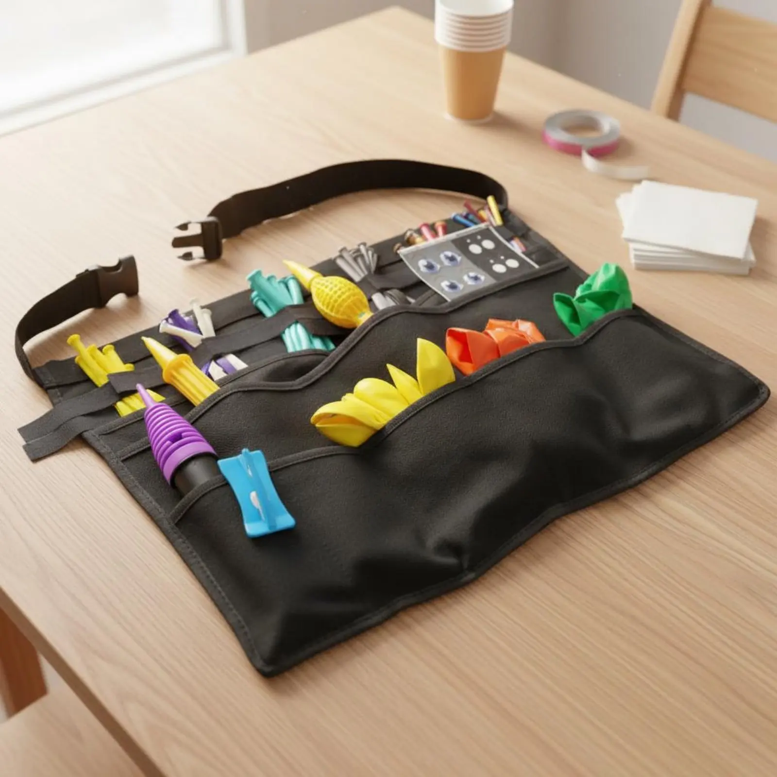 clown-tool-apron-adjustable-waist-belt-balloon-organizer-apron-balloon-tool-pouch-lightweight-party-supply-portable-for-clowns