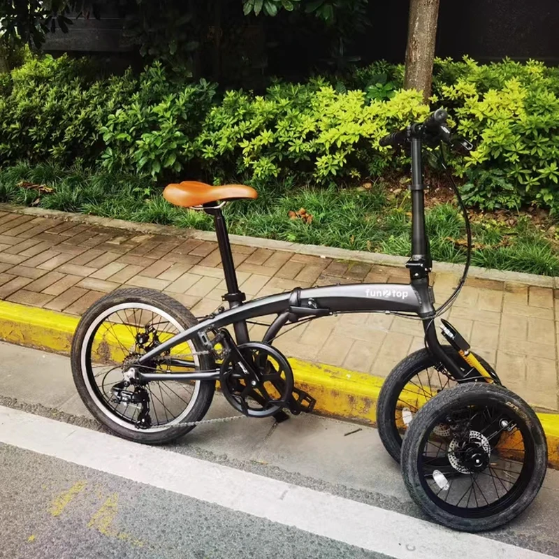 Rower składany z podwójnymi przednimi kołami 20/16 cali / Trójkołowy rower z odwróconymi kołami / Rower miejski do dojazdów i rekreacji