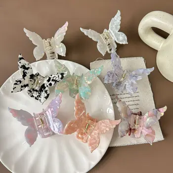 프랑스 나비 클립 핑크 나비 클립, 인어 헤어 클립, 아세트산 헤어 클립, 레트로 머리 뒷머리 액세서리 머리핀 