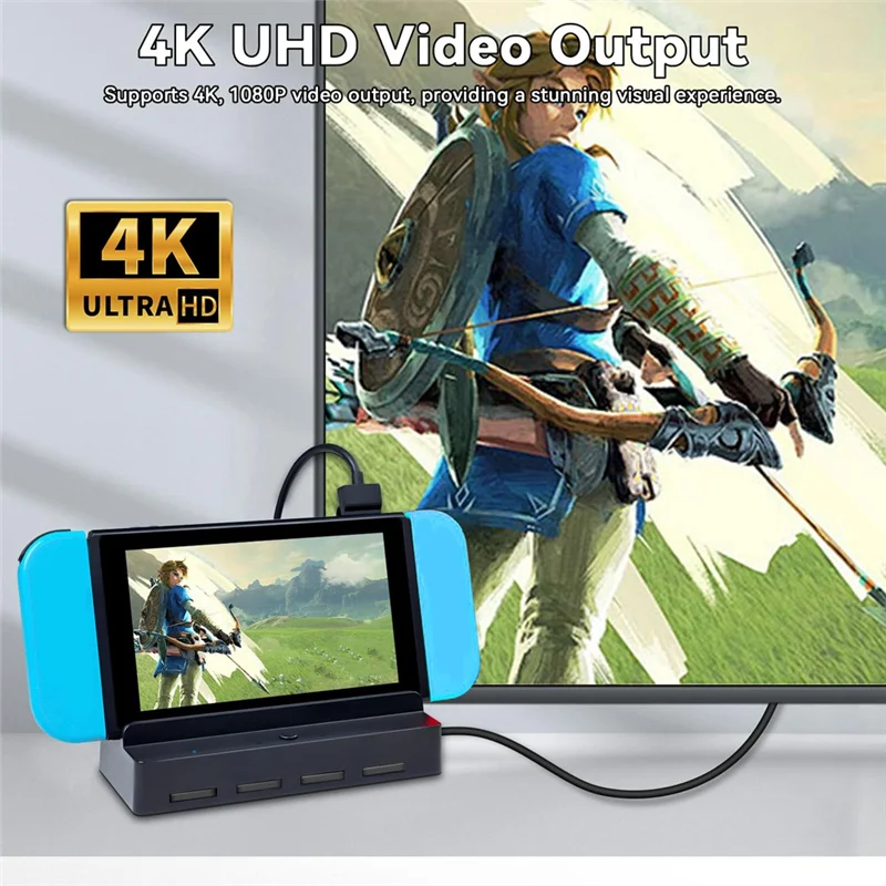 【HOT】แท่นวางทีวี 4 ใน 1 สําหรับสวิตช์/สวิตช์ OLED สวิตช์เครื่องอ่านการ์ดเกมพร้อมช่องเสียบการ์ด 4 ช่อง สถานีชาร์จพอร์ต USB-C