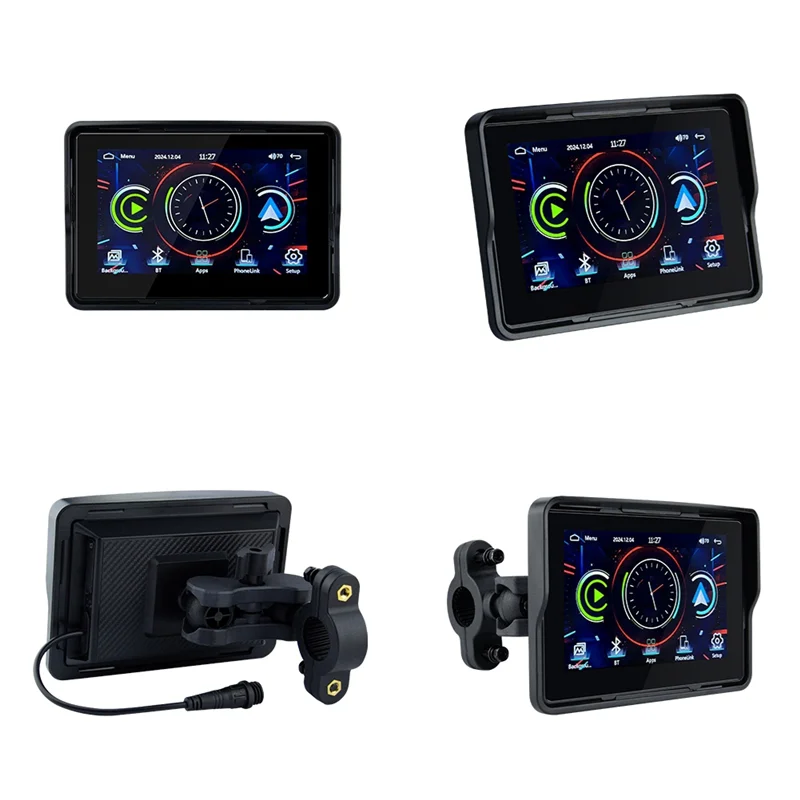 A82E-شاشة عرض الملاحة للدراجات النارية 5.0 بوصة لوحة القيادة الرقمية المحمولة Carplay Moto Android Auto