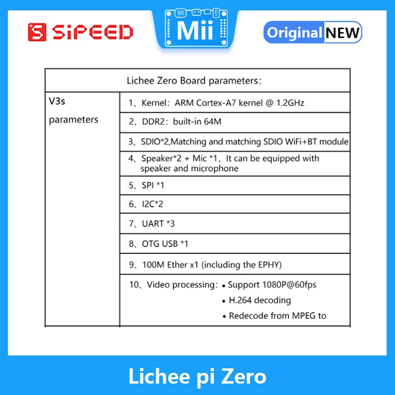 Sipeed Lichee pi Zero V3S Linux Dev Board mini Starter Cortex-A7 Core Board