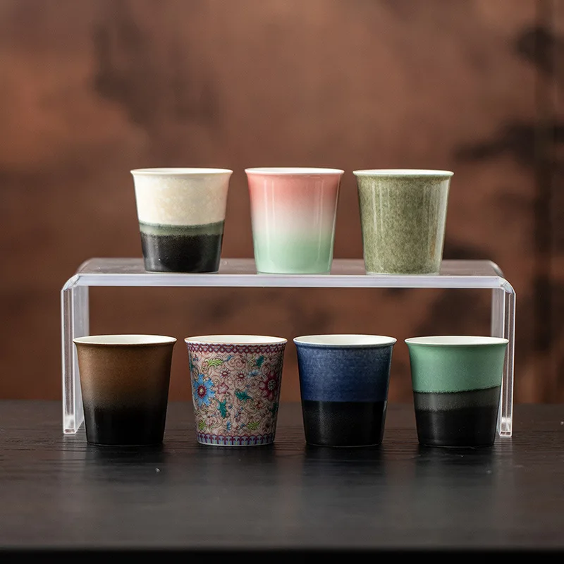 

Klin Changed Ceramic Cola Cup Household Teacup Chinese Kung Fu Tea Cups Gradient Retro Underglaze Teaware Ceremony Accessories