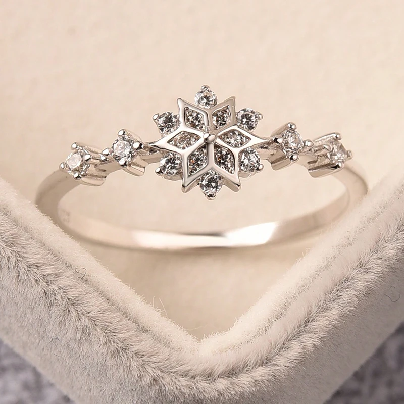 GRA Zircon Exquisite Snowflake Rings for Women Original 925 Sterling Silver Dating Wedding Party Ring High Quality Fine Jewelry