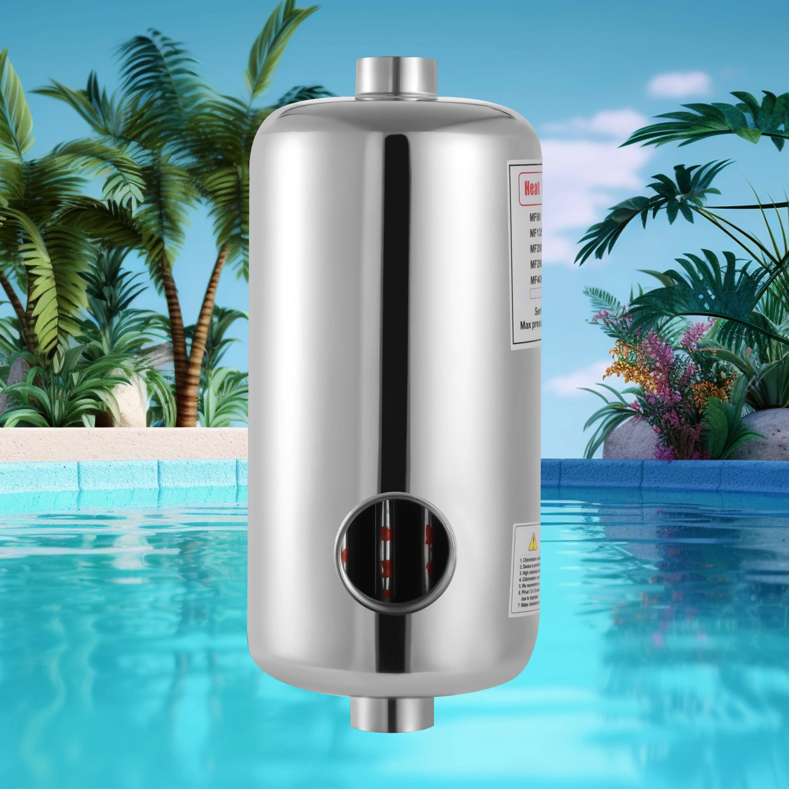 28KW/60KW Swimming Pool Heat Exchanger Stainless Steel Pool Heater Water Heating