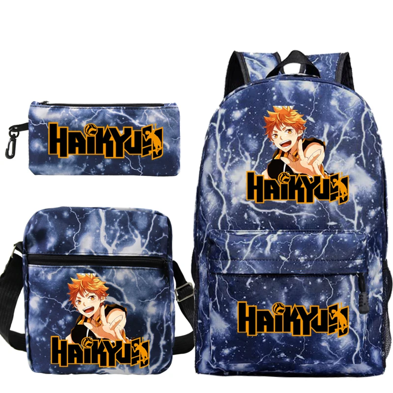

Japanese Anime Haikyuu Backpack for Boys 3Pcs/set Primary Student Bookbag Large Capacity Travel Knapsack Children School Bags