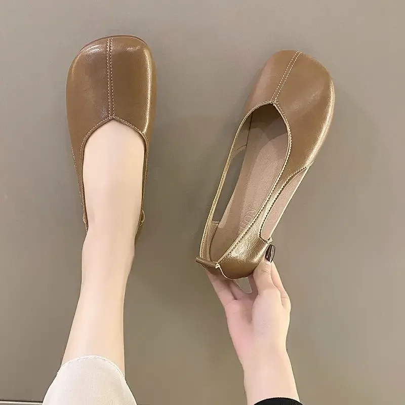

Slip-on Woman Flats Square Toe Luxury Brand Beau Today Sale Popular Non Elegant Dress Stylish Spring Lastest Y2k Shoes for Women