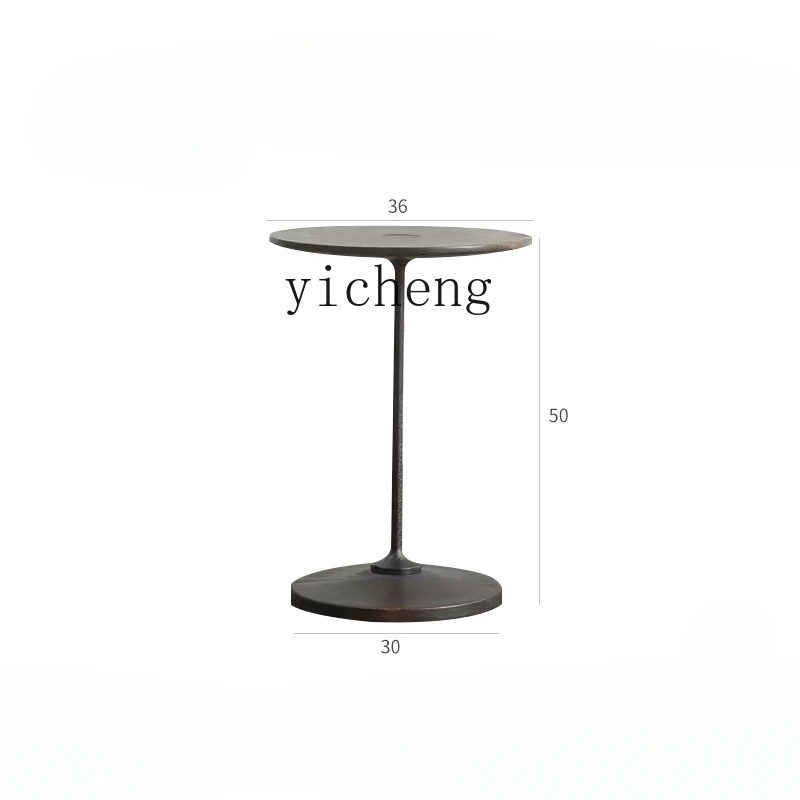 

Tqh Coffee Table Wooden Furniture Oak Iron round Simple Side Table Creative round Table