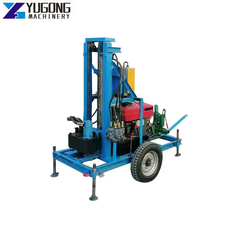 100m Deep Movable Mining Rock Water Drilling Rigs Diesel Engine Well Drilling Rig  Mounted Water Drilling Machine