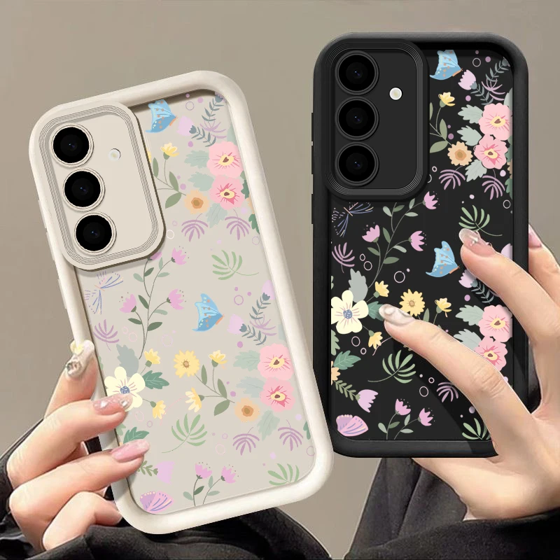 Romantic Flowers Phone Case For Samsung Galaxy S24 S23 S22 Ultra S24 FE A14 A34 A15 A35 A52 A53 A54 A25 A16 5G Silicone Cover ﻿﻿