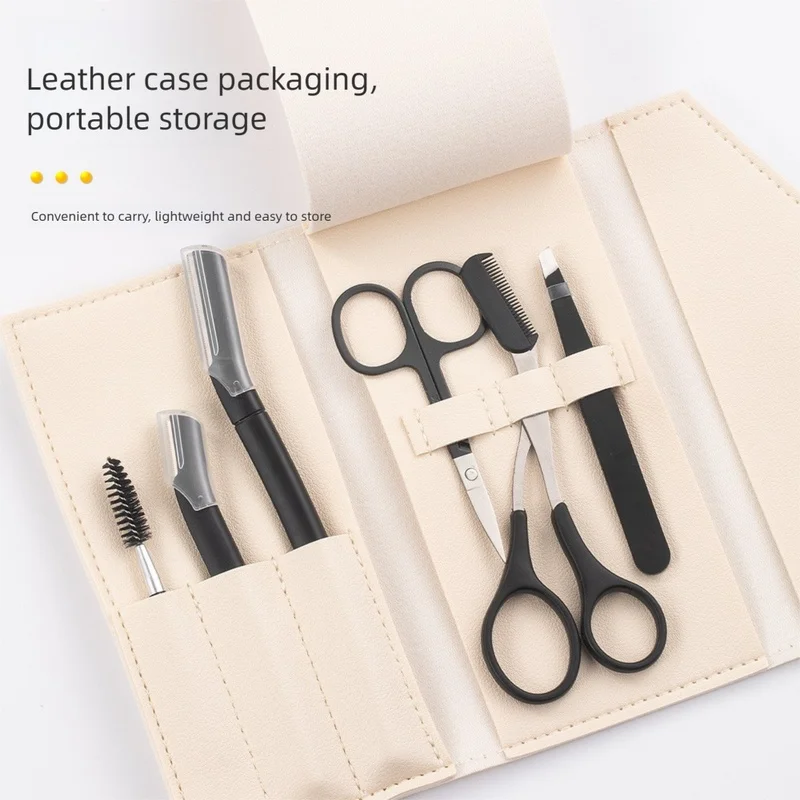 Eyebrow Razor Set Facial Hair Shaver Makeup Beauty Tools With Eyebrow Scissors Comb Brow Brush Tweezers Grooming Kit