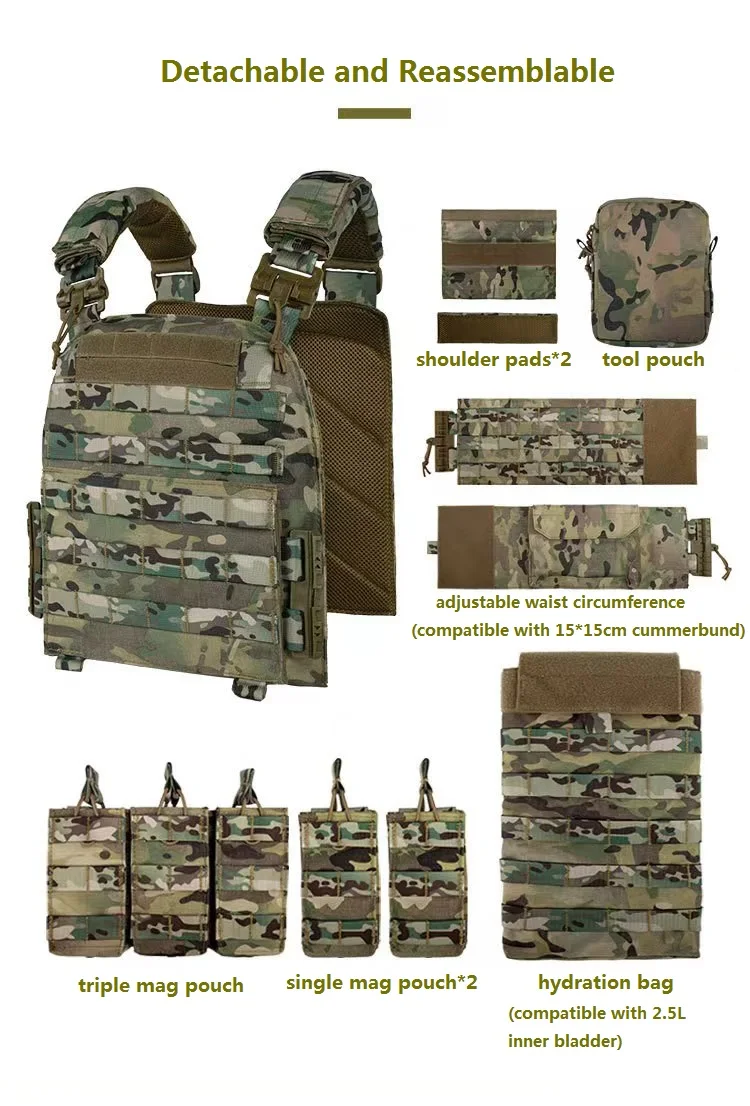 Imagem -04 - Yakeda-tactical Colete Transportadora Placa Liberação Rápida 1000d Nylon Molle Bolsas Revista Caça Chaleco