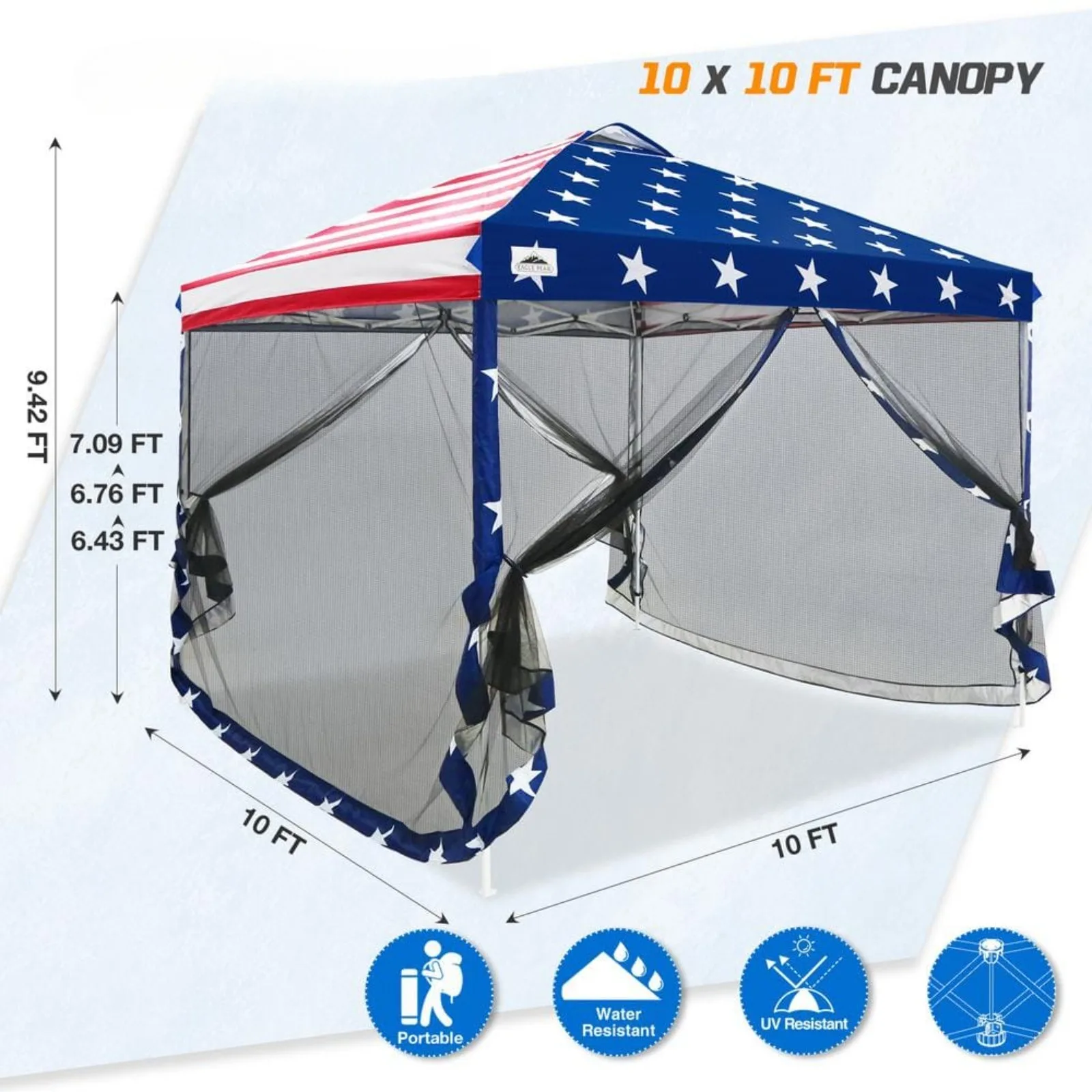 US 10 ft. x 10 ft. Outdoor Easy Pop up Canopy Party Tent with Mesh Side Walls