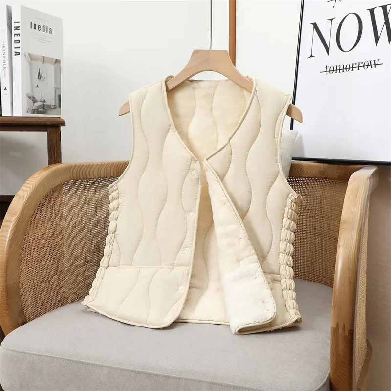 Winter 2026 Eiderdown Cotton Vest Coat Women Velvet New Short Vests Tank Warm Liner Sleeveless Waistcoat Jacket Tops Female