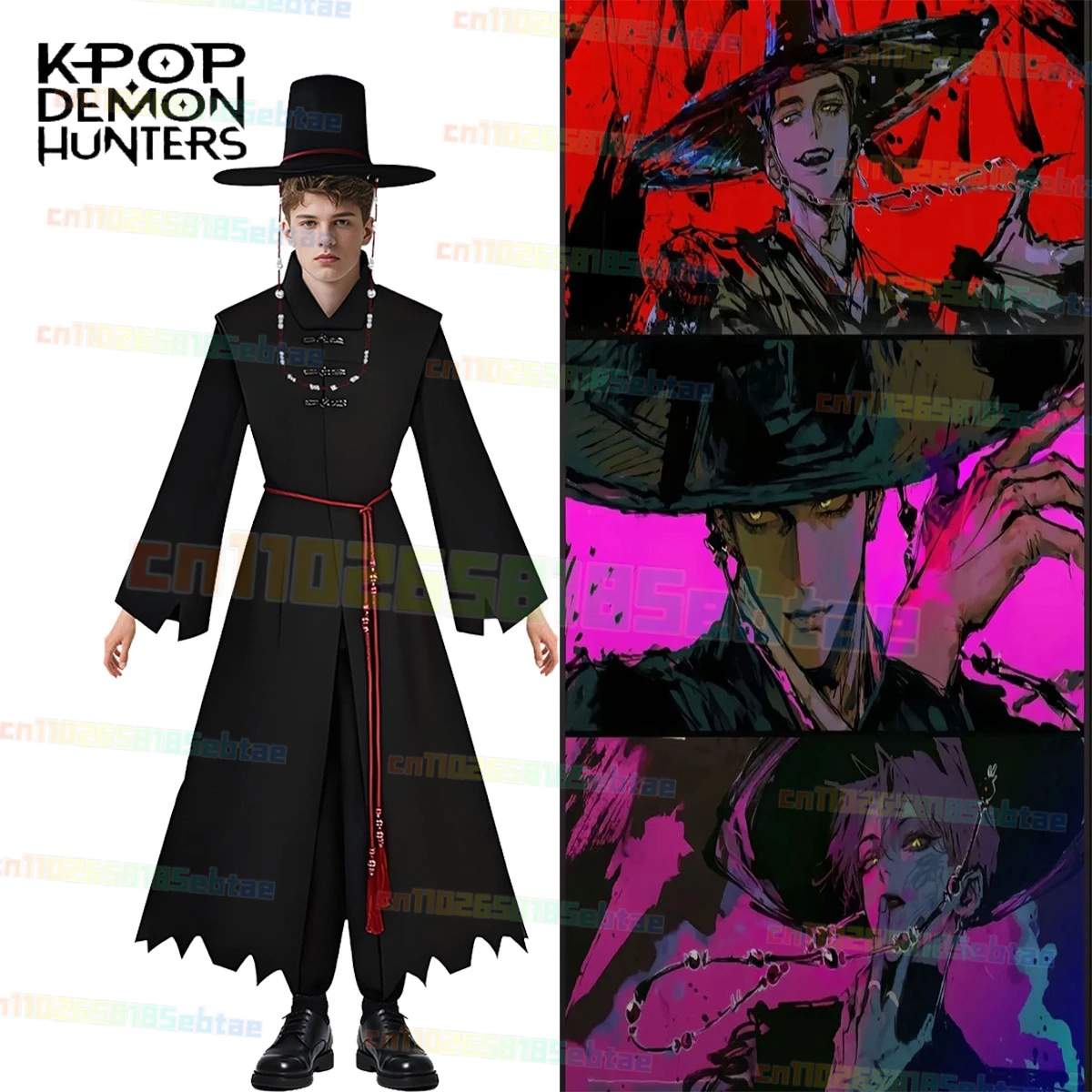 

Anime Movie Demon Hunters KPOP Huntrix Saja Boys Jinu Cosplay Costume Wig Hat Props Halloween Party Props