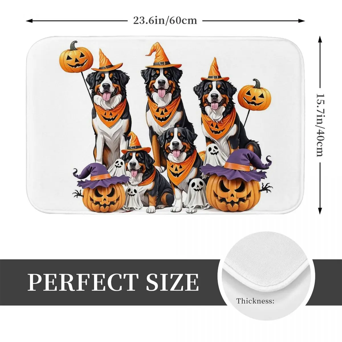 Bernese Mountain Dogs Celebrating Halloween Doormat Floor Mat Water oil proof Carpet Rug for Kitchen Home Bedroom Footpad Mats